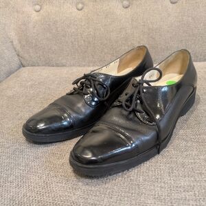 Vintage Salvatore Ferragamo Woman's Black Leather Oxfords